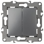 12-1004-12 ЭРА 12 Выключатель двойной 10А без м.лапок графит