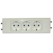 Legrand Mosaic Розетка DLP65 3х2К+З (6 модулей)  (в сборе суппорт и панель) без зажимов белая 077433