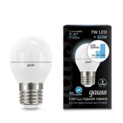 Лампа Gauss LED Шар E27 7W 550lm 4100K step dimmable 105102207-S