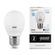 Лампа Gauss LED Elementary Шар 6W E27 470lm 6500K 53236