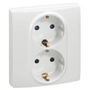 Legrand Etika Белый Розетка 2-ая с/з винт. зажим 672223