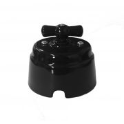 Выключатель поворотный керамический 1-2 кл. черный Арбат