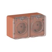 AtlasDesign Profi54 Наруж Терракотовый Розетка двойная с з/к со шторками 16А