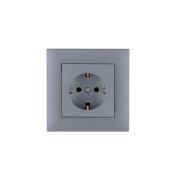 Розетка 1-м Karea RIZZ STAR с заземл. сер. Makel 88065028