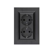 Розетка 2-я Karea LINE STAR с заземл. дым. металлик Makel 86050082