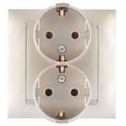 Simon 15 Шампань Розетка 2-ая с/з, 16А, 250В, винт.зажим