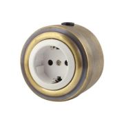 Розетка с заземлением белая/бронза М1-22-21