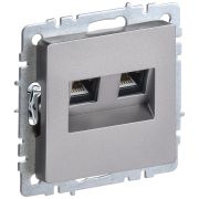IEK BRITE BASE Сталь Розетка двойная RJ11+RJ45 кат.5E РК/Т12-БрС.