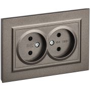 IEK BRITE Темн.бронза Розетка 2-я без з/к с з/ш 10А в сборе РСш12-2-БрТБ.