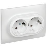 IEK SKANDY Арктический белый Розетка 2-ая с/з без защитных шторок 16А в сборе SK-R08W.