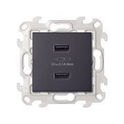 Simon 24 Графит Зарядное устройство 2хUSB 2,4A