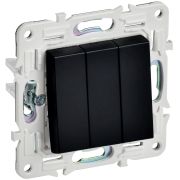 IEK SKANDY Черный Выключатель 3-клавишный 10А SK-V11Bl.