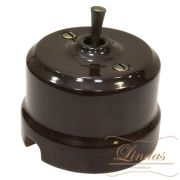 Тумблерный проходной выключатель коричневый ручка бронза, Lindas 34512-B