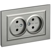 IEK BRITE Сталь Розетка 2-я без з/к/ш 10А в сборе РС12-2-БрС.