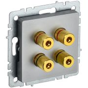 IEK BRITE BASE Сталь Аудиорозетка 4-мест. РА10-БрС.