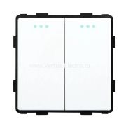 Выключатель двухклавишный, 250В,10А  белый матовый QUADRO