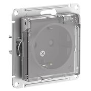 Systeme Electric AtlasDesign Aqua Алюминий Розетка с/з со шторками с прозрач. крышк, 16А,IP44, мех