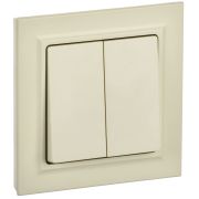 IEK BRITE Бежевый Выключ. 2-кл. 10А в сборе ВСР10-2-0-БрКр.