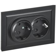 IEK BRITE Черный Розетка 2-м с/з с защ шторк 16А в сборе РСш12-3-БрЧ.