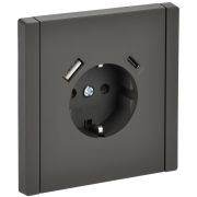 IEK FORTE&PIANO Серый Розетка с/з со шт винтовое крепление 16А USB A+C 18Вт FP347.