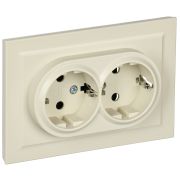 IEK BRITE Бежевый Розетка 2-м с/ с защ штор 16А в сборе РСш12-3-БрКр.