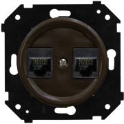 BIRONI Шедель Бриз Пластик Коричневый матовый Розетка 2-ая RJ45 механизм+ накладка (скрытый монтаж)