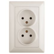 4-204-02  Розетка Intro Solo без заземления 2х2P, 16А-250В, IP20, СУ, слоновая кость