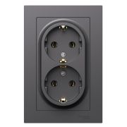 Systeme Electric AtlasDesign Базальт Розетка двойная с/з, 16А, в сборе