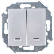 Simon 15 Алюминий Выключатель 2-клавишный с подсветкой, 16А, 250В, винт.зажим