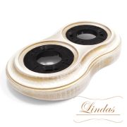 Рамка 2-я на бревно Белый/Патина Золото Lindas 25666