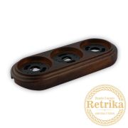 Рамка тройная «Темный дуб лак» на бревно