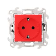 Simon S24 Harmonie Розетка с заземлением и шторками Schuko 2Р+Е 16A 250В~ с системой Push&Go красног