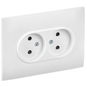 IEK SKANDY Арктический белый Розетка 2-ая б/з с защитными шторками 10А в сборе SK-R09W.