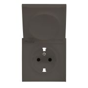 Лицевая панель для розетки 2к+з с крышкой капучино