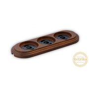 Рамка тройная «Американский орех» на бревно