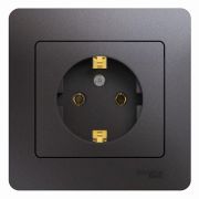 SE Glossa Графит Розетка с заземлением в сборе GSL001342