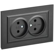 IEK BRITE Черный Розетка 2-я без з/к/ш 10А в сборе РС12-2-БрЧ.