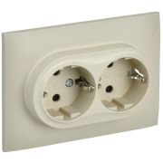 IEK SKANDY Бежевый Розетка 2-ая с/з с защитными шторками 16А в сборе SK-R07B.