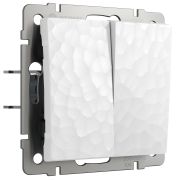 W1222001/ Выключатель двухклавишный проходной (hammer белый)