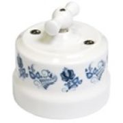 Выключатель двойной орнамент №3 (гжель) Lindas 34119