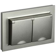 IEK BRITE Шампань Розетка 2-местная с/з с защ. штор. и кр. 16А в сборе IP44 РСбш12-3-44-БрШ.