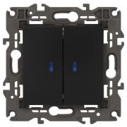 ЭРА 14-1105-05 Elegance Антрацит Выключатель 2-кл с подсветкой