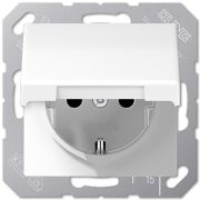JUNG EcoProfi Белый матовый Розетка с/з с крышкой, автозажим