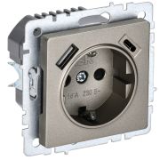 BRITE Розетка с з/к/ш 16А с USB A+C 18Вт РЮш11-1-БрШ шамп. IEK