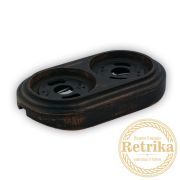 Рамка двойная «Состаренный черный» на бревно