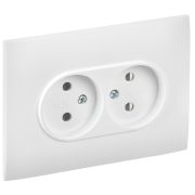 IEK SKANDY Арктический белый Розетка 2-ая б/з 10А в сборе SK-R10W.