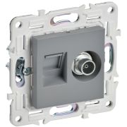 IEK SKANDY Серый Розетка двойная TV+RJ45 кат.6E SK-A15Gr.