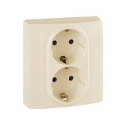 Legrand Etika Слоновая кость Розетка 2-ая с/з, со шторками, автоматические клеммы