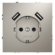 Розетка встраиваемая VOLTUM S70 с заземлением и защитными шторками, 16А, с USB, A+A, (кашемир)