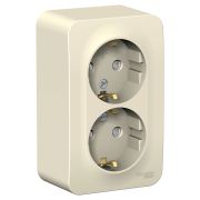 Blanca Розетка 2-ая с/з со шторками О/П 16А, 250В, изолирующая пластина Молочный BLNRA011212